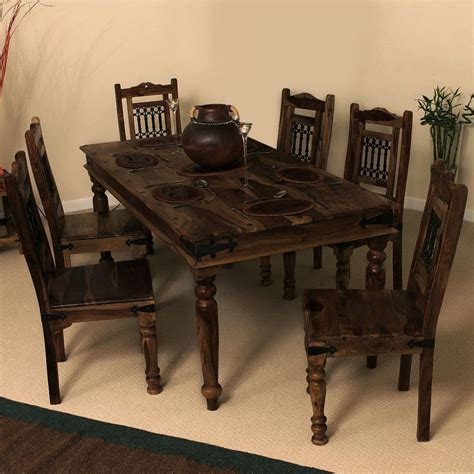 DEVKI INTERIORS Karigari Solid Wood Dining Table 6 Seater Wooden for ...