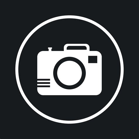 Camera icon on black background. Flat vector illustration. 26122990 ...