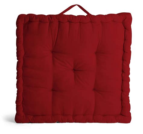 Buy Encasa XO Square Floor Cushions 60x60x10 cm - Deep Red - Solid Dyed ...
