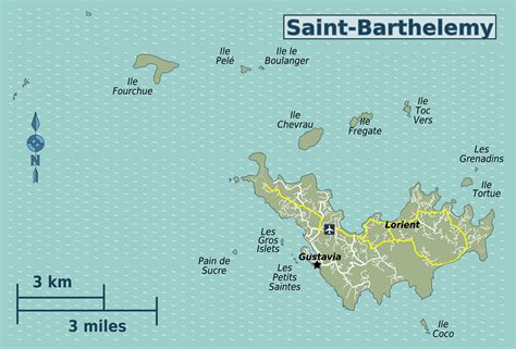 Large detailed map of Saint Barthelemy with roads and airport | Saint ...