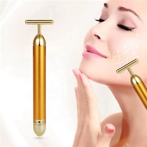 24K Gold Vibration Massager - Electric Energy Facial Roller for Anti ...