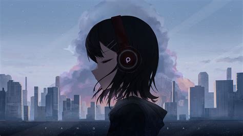 Download wallpaper 3840x2160 girl, headphones, music, anime, art 4k uhd ...