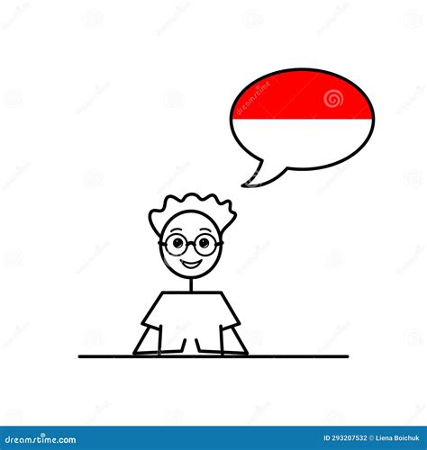 Indonesian Speaking Cartoon Boy With Speech Bubble In Flag Of Indonesia ...
