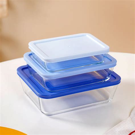 Set Of 3 Nested Design Glass Storage Containers Online - Premium Lunch ...