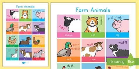 Poster : Les animaux de la ferme - Anglais LV