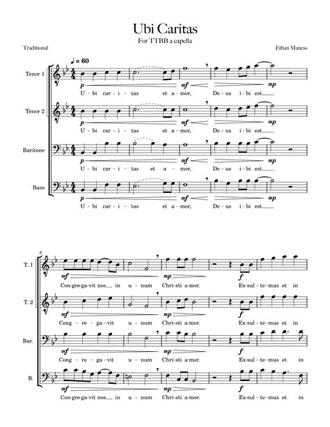 Ubi Caritas by Ethan Maness Sheet Music for TTBB Choir at Sheet Music ...