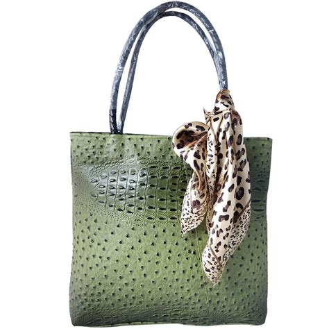 Buy Super Drool Green Ostrich Leather Look Tote Bag (5 Litres) at Amazon.in