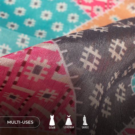 Coloring Geometric Digital Print Poly Chinnon Chiffon Fabric – Fabcurate