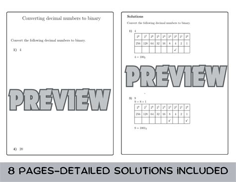 Image result for Decimal to Binary Conversion Problem Worksheet