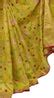 Handloom Real Zari Tissue Saree: Green & Yellow with Flower Design