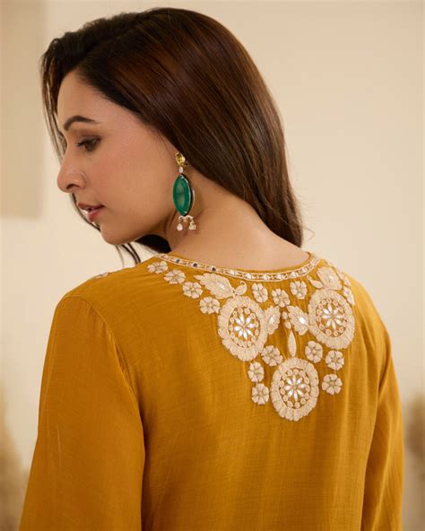 Mango Whisper – Dori Embroidered A-Line Suit Set – Ekasmaye