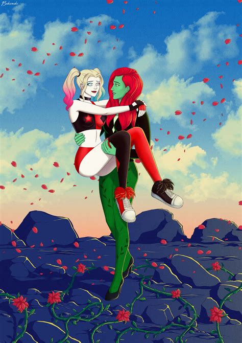 Harley Quinn Og Poison Ivy Tapet