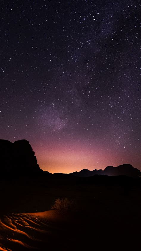 Download wallpaper 1350x2400 starry sky, desert, night, wadi rum ...