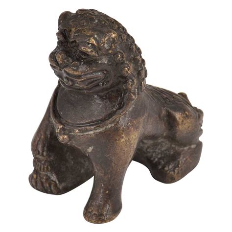 Brass Foo Dog Temple Lions Statue Feng Shui Showpiece