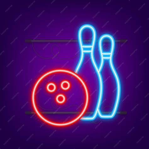 Bowling game leisure icon. bowling ball. neon icon. vector illustration ...