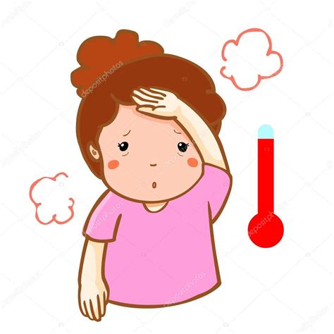 mujer tiene fiebre alta temperatura vector de dibujos animados 2022