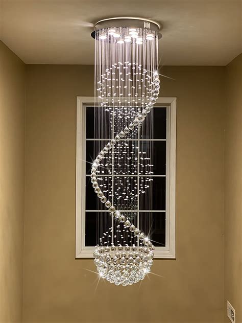 Buy Crystal Chandelier Modern Spectacular LED Spiral Sphere Rain Drop ...