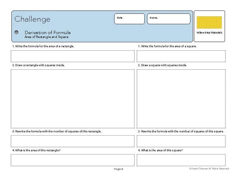 MONTESSORI GEOMETRY: Derivation of Formula (Area of Rectangle) Workbook