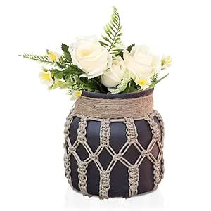 Buy Pure Source India Clay Flower Vase with Jute Rope for Home Decor ...