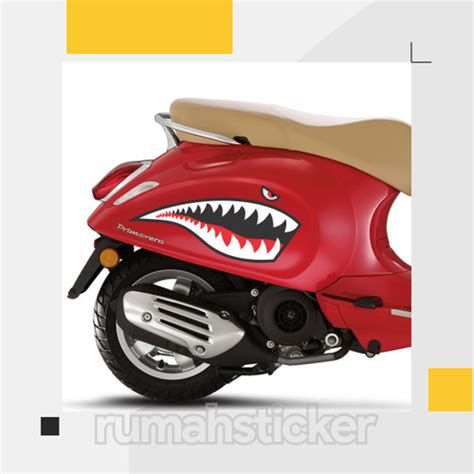 Jual Sticker Stiker Cutting Body Tepong vespa Shark Teeth Mouth ...