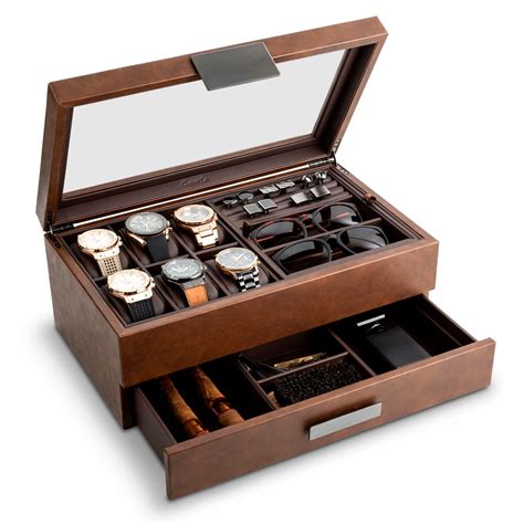 Personalized Mens Jewelry Box Valet , Holds Watches, Cufflinks ...