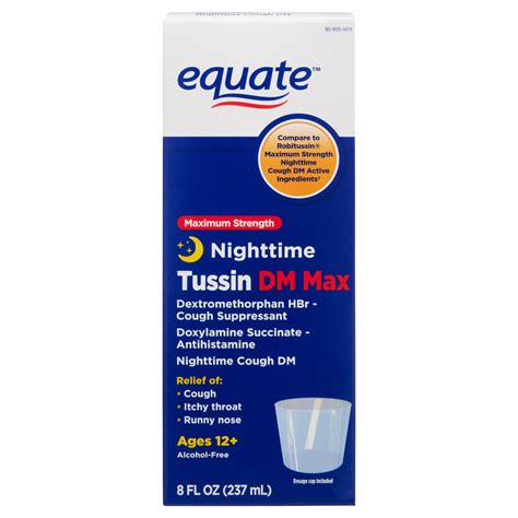 Brandclub - Equate Maximum Strength Tussin DM Nighttime Cough Suppressant Liquid, 8 fl oz