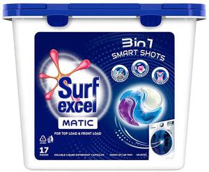 Surf Excel 3-in-1 Smart Shots Liquid Detergent For Front & Top Load ...