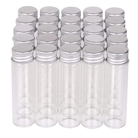 MaxMau Small Glass Bottles with Aluminum Screw lids Clear 20 Milliliter ...