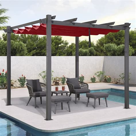 Buy PURPLE LEAF 3 X 3 M Outdoor Retractable Pergola with Sun Shade ...