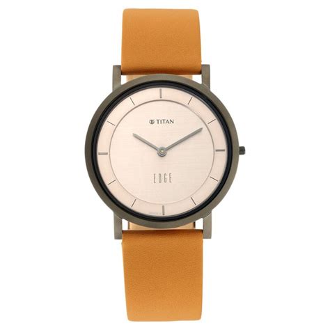 Buy Online Titan Edge Beige Dial Analog Leather Strap watch for Men ...