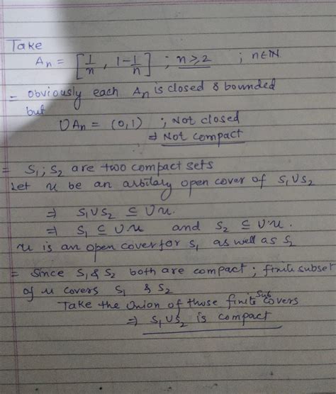 6. use the definition of a compact set to prove that the union of two ...
