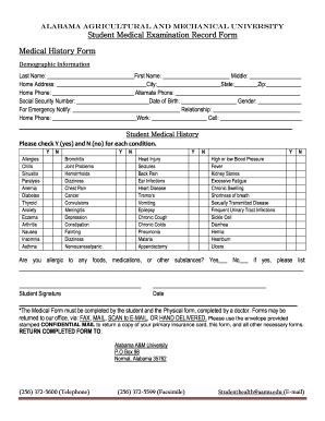 AAMU Student Medical Examination Record Form 2019-2026 - Fill and Sign ...