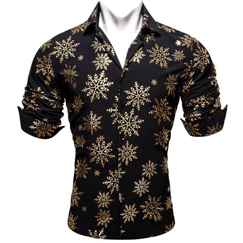 Barry.Wang Men's Christmas Dress Shirts,Cotton Long Sleeve Holiday ...