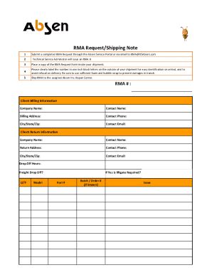 2023-2025 Form Absen RMA Request/Shipping Note Fill Online, Printable ...