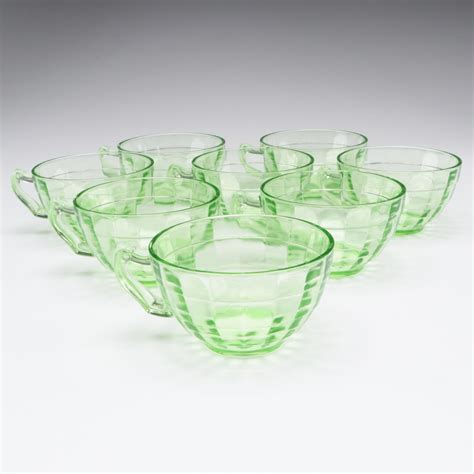 Anchor Hocking "Block Optic Green" Uranium Glass Dinnerware and ...