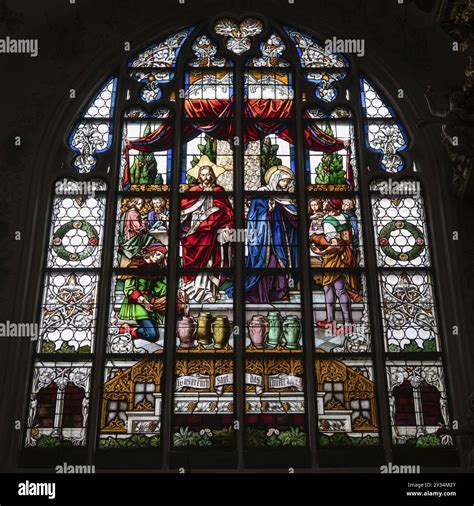 Church windows, stained glass from the 15th century, St Jakob's Church ...