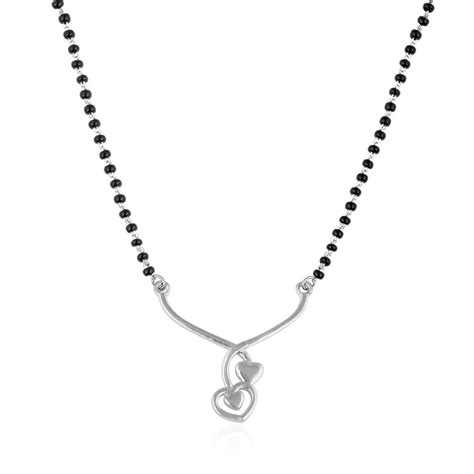 925 Sterling Silver Two Hearts Drop Mangalsutra For Women – LBV