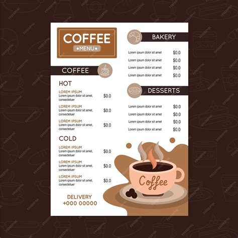 Cafe Coffee House Menus