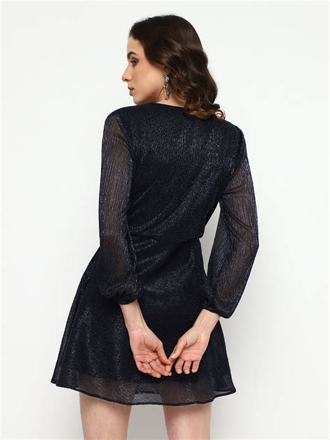 Serena Navy Moonlight Wrap Mini Dress – Roving Mode