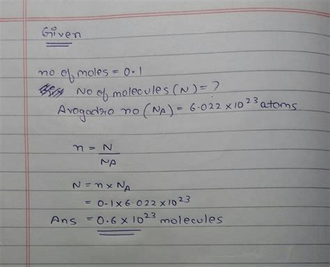 calculate the number of particles in 0.1 mole of carbon atom?? - Brainly.in
