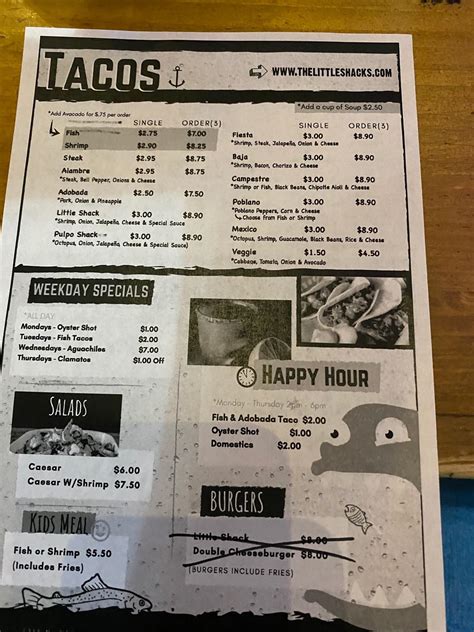 Menu at Little Shack pub & bar, El Paso, 865 Resler Dr h