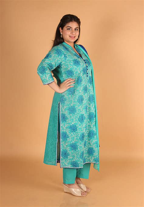 Sea Green Floral Suit – Rui Boutique Mumbai
