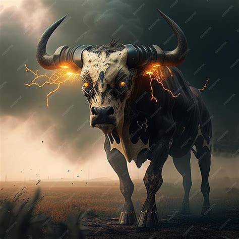 Premium Photo | Predatory scary fantasy cow bull, horror, horror movie ...
