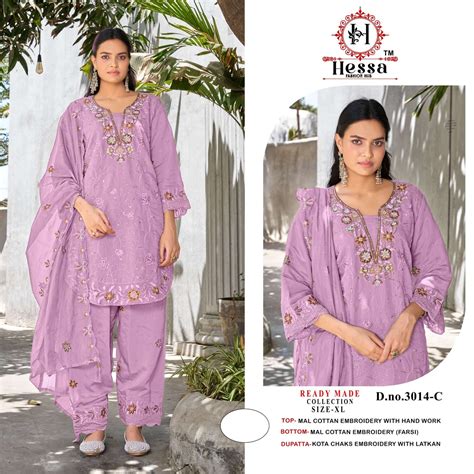 HESSA 3011 Cotton Embroidery Hand Work Pakistani Suit Set Wholesale ...