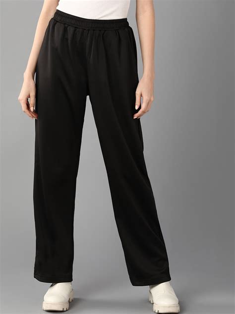 Roadster Black Women Straight Fit High-Rise Track Pants - Price History