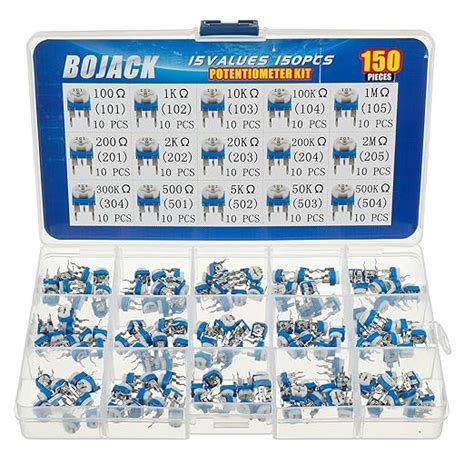 BOJACK 15 Values 150 pcs 100 Ohm- 2M Ohm Variable Resistor 6mm ...