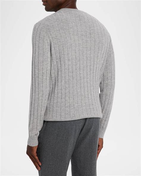 Neiman Marcus Men's Wool and Cashmere Ribbed Crewneck Sweater | Neiman ...