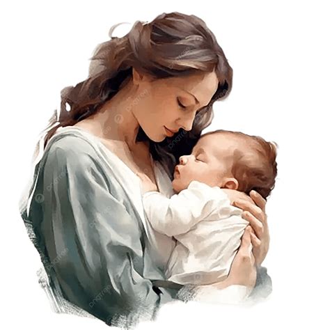 Mother Holding Newborn Baby In Arms Clip Art On White Background, 3d ...