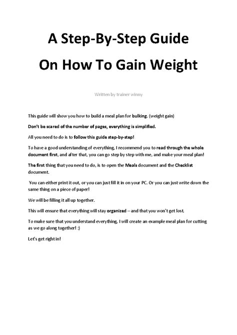 Bulking Guide: Meal Planning for Weight Gain (Trainer Winny) - Studocu