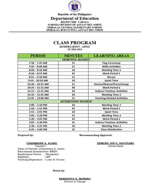 Image result for Sample Class Program for New Normal Grade 6
